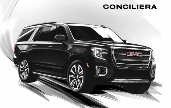 Luxury GMC Yukon SUV with professional chauffeur for VIP airport and city transfers